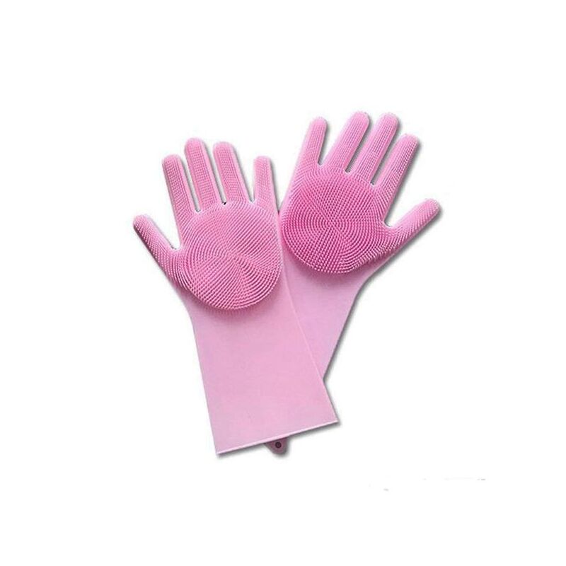 Силіконові багатофункціональні рукавички для миття та чищення Magic Silicone Glov Рожевий