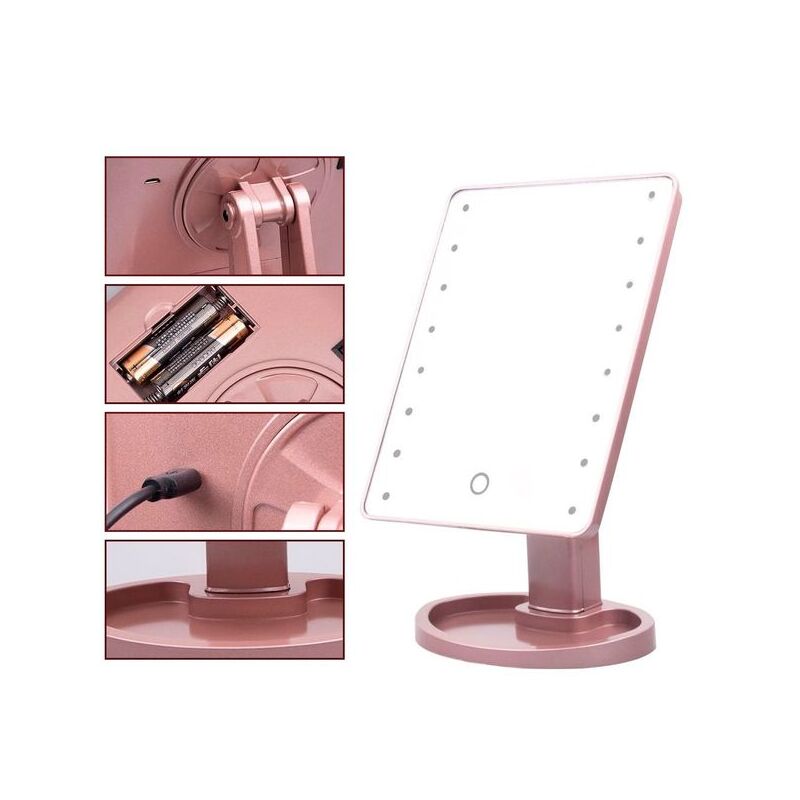 Дзеркало з підсвічуванням для макіяжу - Large Led Mirror Рожевий