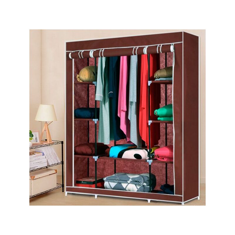 Складна тканинна шафа для одягу Brown Storage Wardrobe 88130 на 3 секції