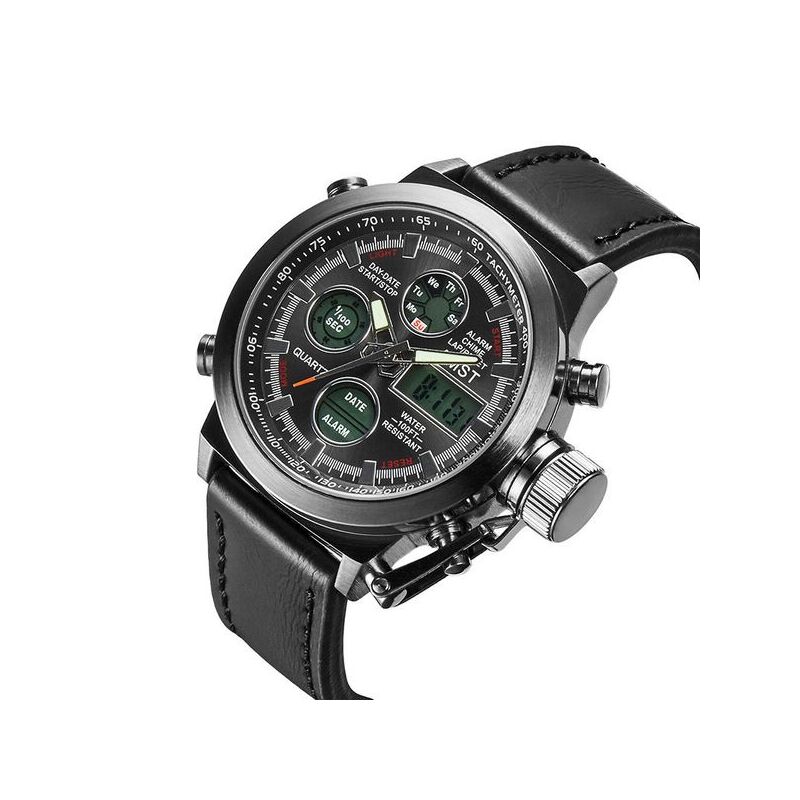 Наручний чоловічий армійський годинник AMST Watch Чорний