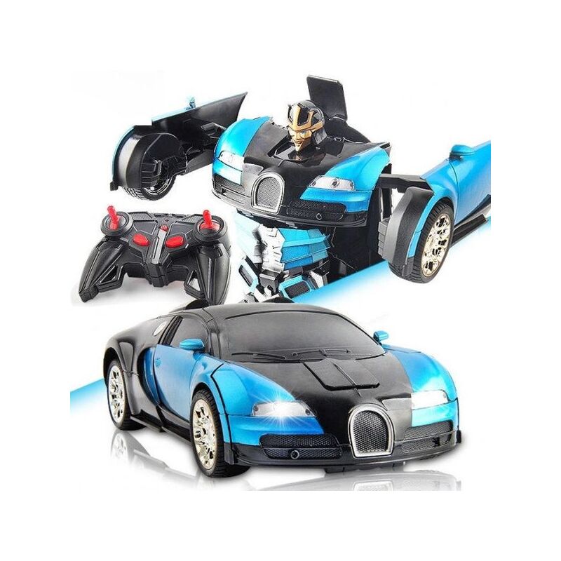 Машинка Трансформер Bugatti Robot Car з пультом Size 1:12 Синя