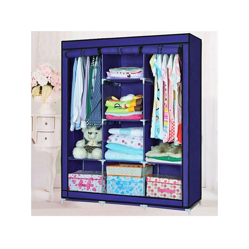 Складна тканинна шафа для одягу Blue Storage Wardrobe 88130 на 3 секції