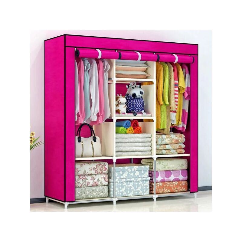 Складна тканинна шафа для одягу Pink Storage Wardrobe 88130 на 3 секції