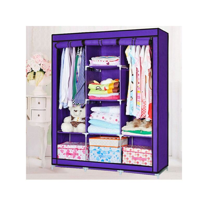 Складна тканинна шафа для одягу Purple Storage Wardrobe 88130 на 3 секції