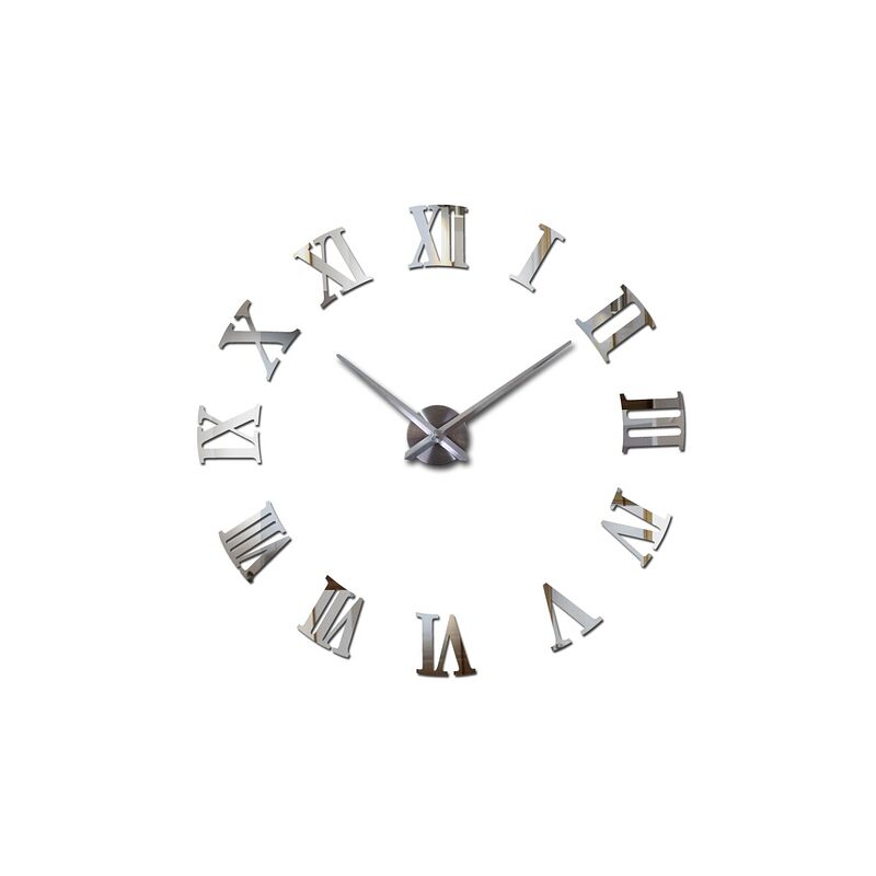 Настінний годинник 3D DIY CLOCK з Римськими цифрами Silver