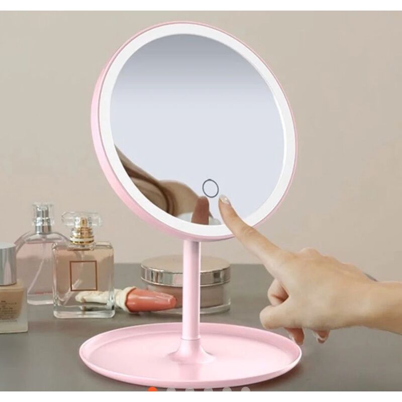 Настільне дзеркало з Led підсвічуванням Makeup mirror Рожеве