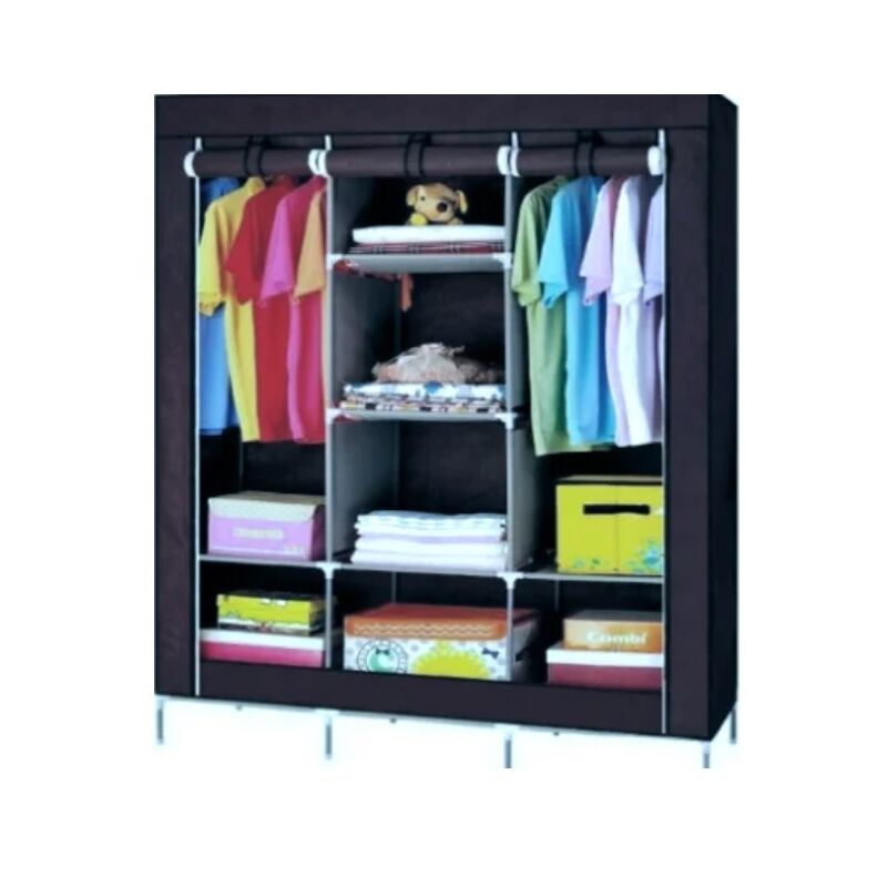 Складна тканинна шафа для одягу Black Storage Wardrobe 88130 на 3 секції