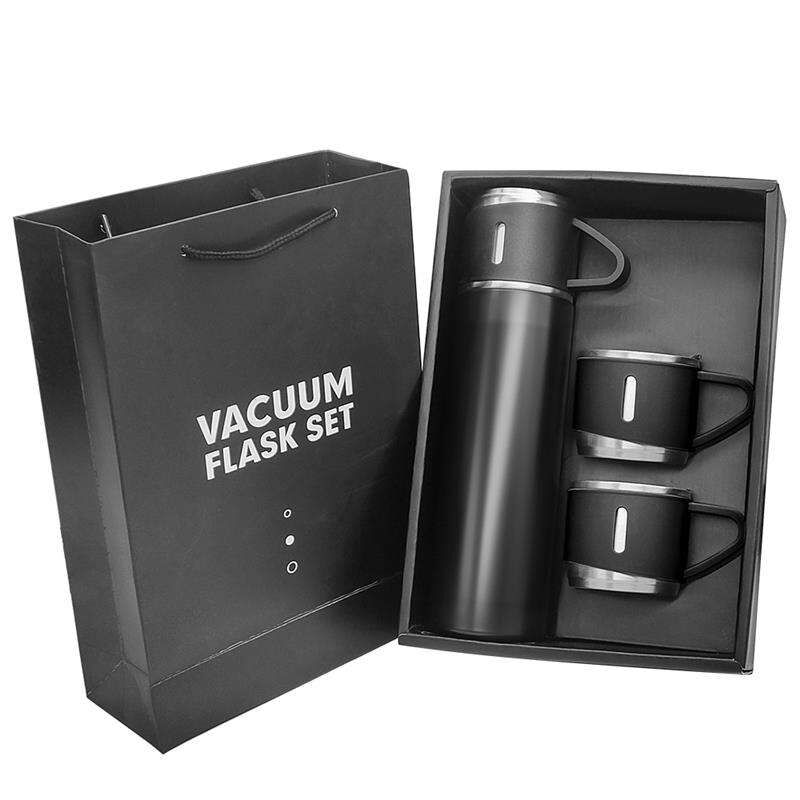 Подарунковий набір ваккумний термос з нержавіючої сталі Vacuum Flask SET Чорний