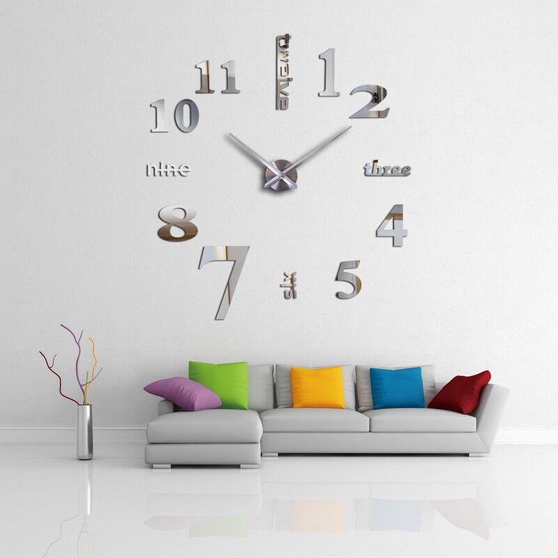 Настінний годинник 3D DIY CLOCK см Цифри Сірі
