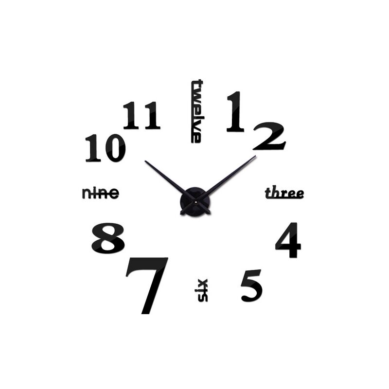 Настінний годинник 3D DIY CLOCK см Цифри Чорні