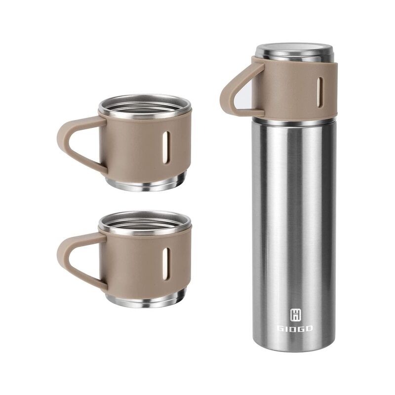 Подарунковий набір вакуумний термос із нержавіючої сталі Vacuum Flask SET Бежевий