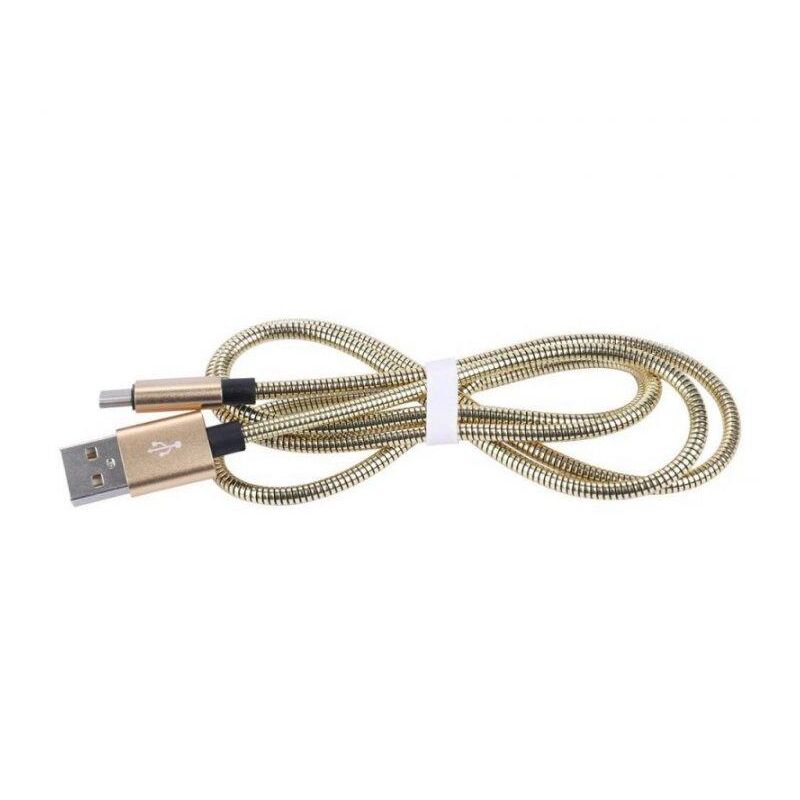 Кабель micro USB метал золотистий