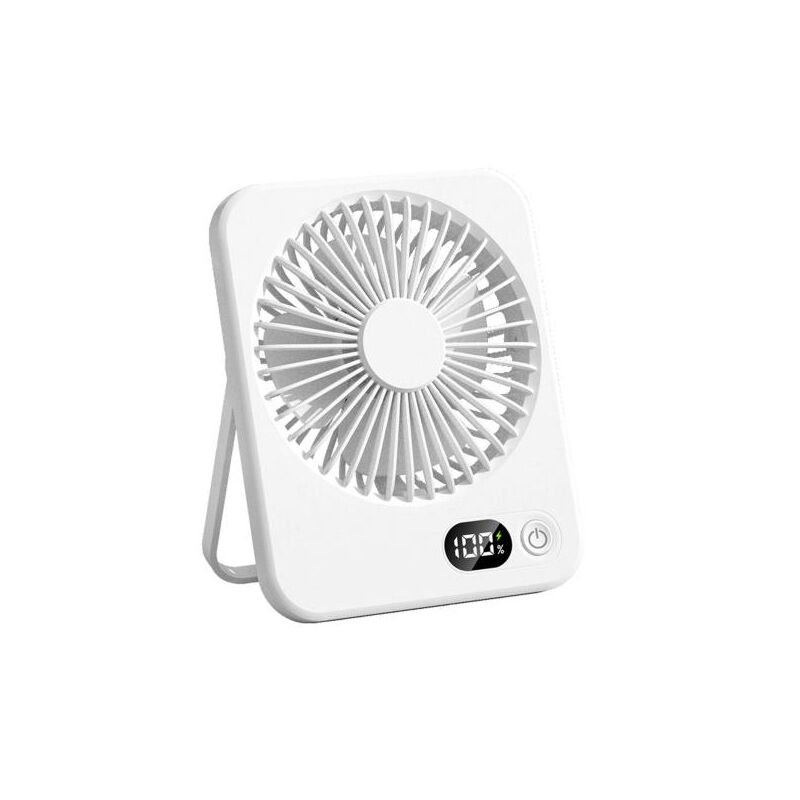 Вентилятор настільний акумуляторний з дисплеєм Portable table top fan — Білий