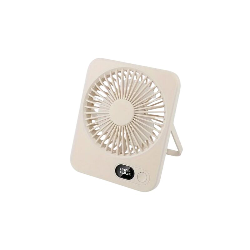 Вентилятор настільний акумуляторний з дисплеєм Portable table top fan — Бежевий