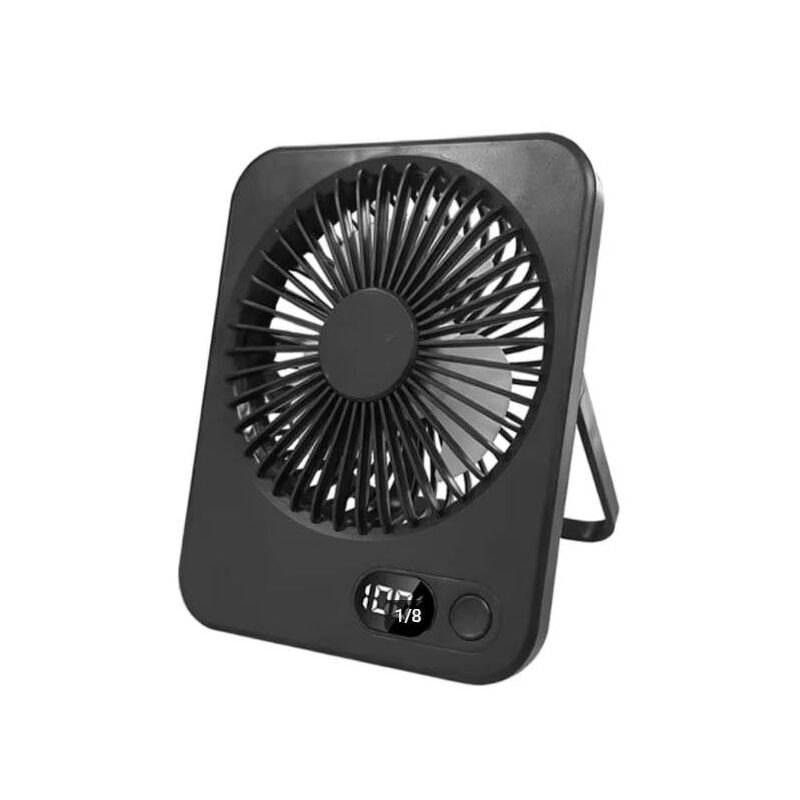Вентилятор настільний акумуляторний з дисплеєм Portable table top fan — Чорний