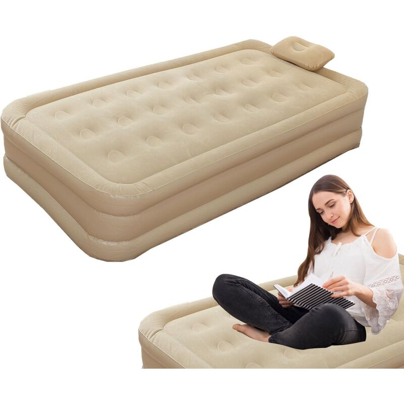 Надувний матрац одномісний з електричним насосом та подушкою Inflable bed Leedsooy 190×100×40 см